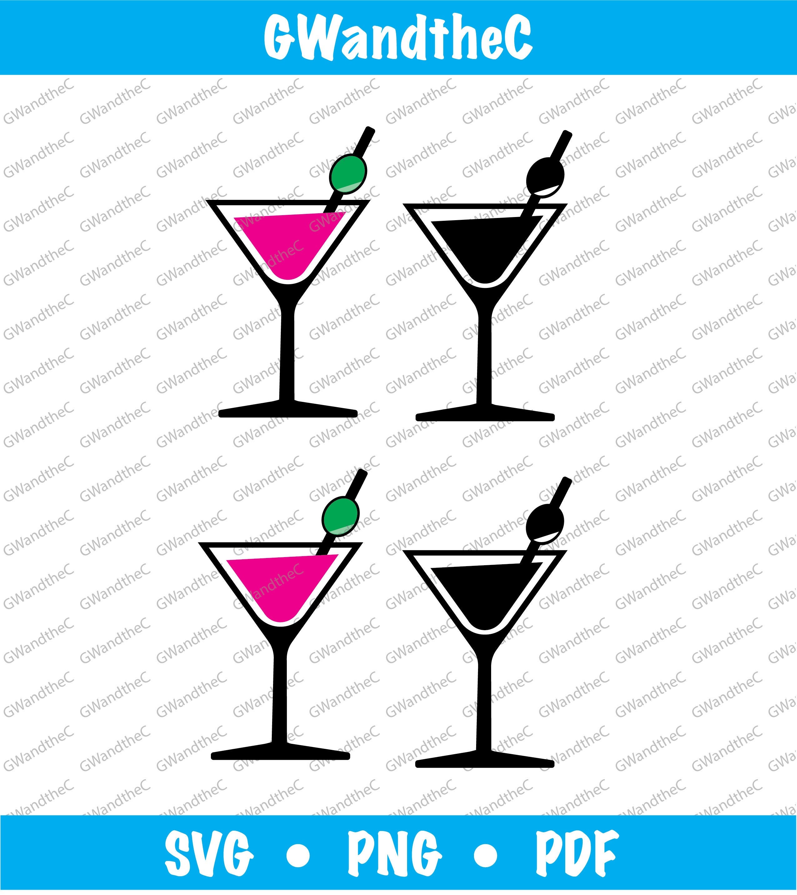 SVG Files for Cricut, Martini Glass / Cocktail Glass With Olive Digital