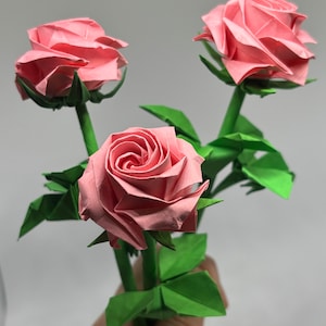 Set of 3 Handmade Origami Roses, Custom Color, Valentine’s Day Gift, Anniversary Gift