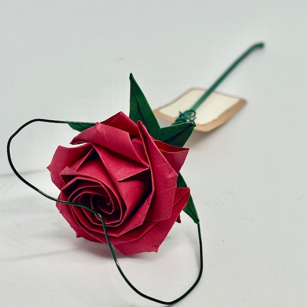 Custom Message Origami Rose with Heart, Confession Gift for girlfriend, Anniversary Gift, Valentine’s Day Gift