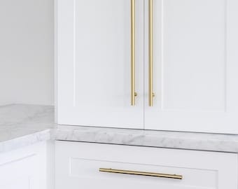 Maniglie per mobili in ottone dorato spazzolato: maniglie per cassetti da cucina moderne e minimaliste