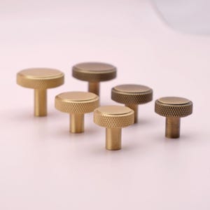 Knurled Cabinet Knobs Solid Brass | Antique Brass Dresser Knobs | Gold Drawer knobs | Wardrobe Door Knobs | Minimalist Cabinet Knobs