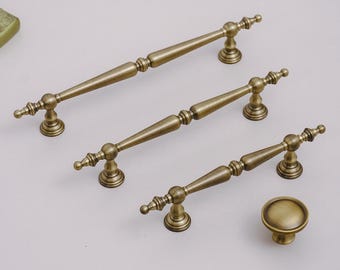 Antique Gold Brass Cabinet Handle: Vintage Kitchen Hardware