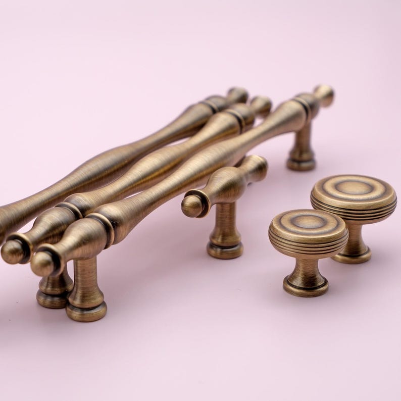Wavy Antique Cabinet Pulls | Solid Brass Antique Gold Cabinet Handles ...