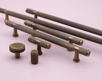 Aged Brass Handles | Knurled Cabinet Pulls | Antique Gold Pulls | Wardrobe Door Pulls | Antique Kitchen Pulls | Kitchen Cabinet Hardware