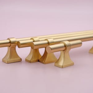 Modern Brass Cabinet Handles | Gold Kitchen Cabinet Pulls | Solid Brass Drawer Pulls | Brushed Brass Handles | Kitchen Cabinet Hardware