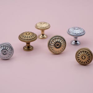 Victorian Brass Antique Dresser Knobs | Antique Brass Drawer Knobs | Polished Gold And Chrome Cabinet Knobs | Decorative Dresser Hardware