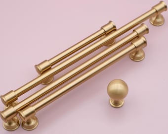 Maniglie per mobili minimaliste / Maniglie per mobili da cucina dorate / Maniglie per cassetti in ottone massiccio / Maniglie in ottone spazzolato / Ferramenta per mobili moderna