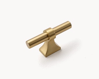 Satin Messing T-bar Schubladenknauf Zieht | Gold Möbel Knäufe | Messing Möbel Knäufe | Messing T-Knäufe | Griffe aus gebürstetem Messing | Massive Messing Knäufe