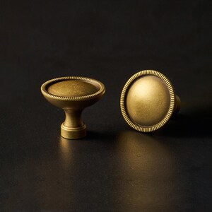Aged Brass Beaded Cabinet Knob: Vintage-Inspired Drawer Pull