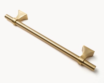 Puxadores de armário de latão acetinado | Puxadores de armário de cozinha dourados | Puxadores de latão escovado | Puxadores de armário modernos de latão | Ferragens para armário de cozinha