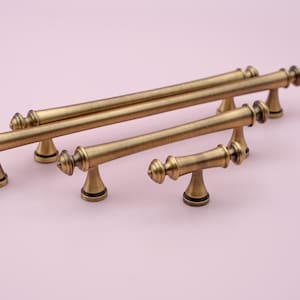Antique Brass Cabinet Pulls | Antique Gold Cabinet Handles | Vintage Brass Kitchen Pulls | Aged Brass Door Pulls | Kitchen Cabinet Hardware