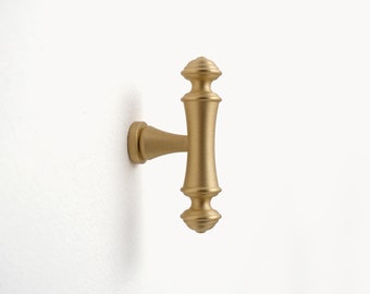 Perilla en T de latón satinado / Perillas de latón para gabinetes / Perillas doradas para gabinetes / Perillas de latón para puertas de gabinetes / Perillas para puertas de armarios / Perillas de latón para tocadores