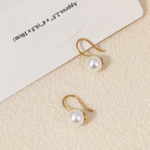 Gold-Plated Sterling Silver Pearl Earrings: S-Shaped Fish Hook Design