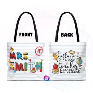 Borsa tote personalizzata per insegnanti, in carta per quaderni - Borsa per la scuola personalizzata, regalo per insegnanti, borsa per l'istruzione, regalo per insegnanti, borsa per la scuola