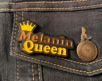 Melanin Queen Black History African American Pinback Enamel Pin, Birthday Awards Party Business Gift, Pins for Jean Jackets Purses