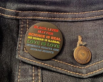 Black Lives Matter Love is Love Pinback Enamel Pin, Anti Racism, Pride LGBTQ+ Enamel Pin, Human Rights Pin, Feminist Pin