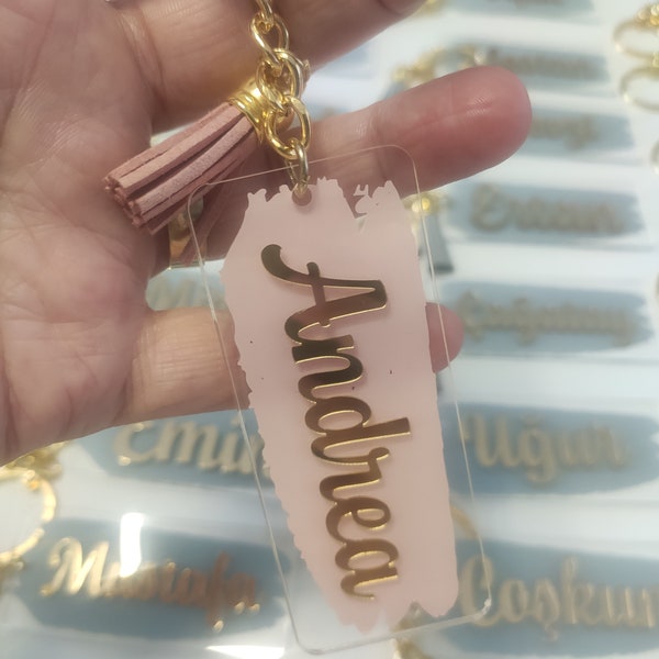 Personalized Name Keychain, Acrylic Keychain | Wedding Guest Gift For Favors | Acrylic Baby Shower Mirror | Personalized Mirror Magnet