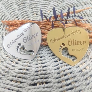 Engraved Baby Footprint Magnet: Personalized Newborn Gift, Shower Favor