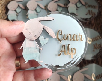 Personalized Bunny Baby Shower Magnet Favors | Keepsake