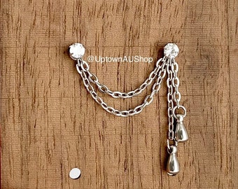 Dangle Chain Attachment, Stainless Steel Cartilage Helix Industrial Conch Lobe Earring Chain Jacket Hoop Linkers Draping Linking Chain Cute