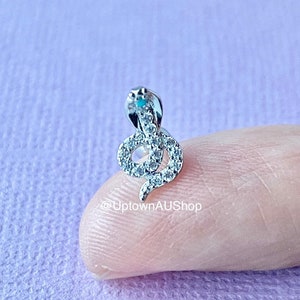 Stainless Steel Earring with Screw Back, Snake Serpent Cobra External Thread, Cartilage Helix Conch Piercing, Dainty Beautiful Pretty Cute