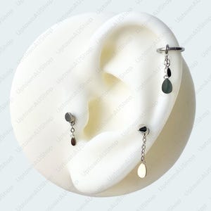 TINY Teardrop Charm for Stud Earring or Hoop Clicker or Piercing Dangle Cartilage Hidden Helix Tragus Rook Chain Attachment Stainless Steel
