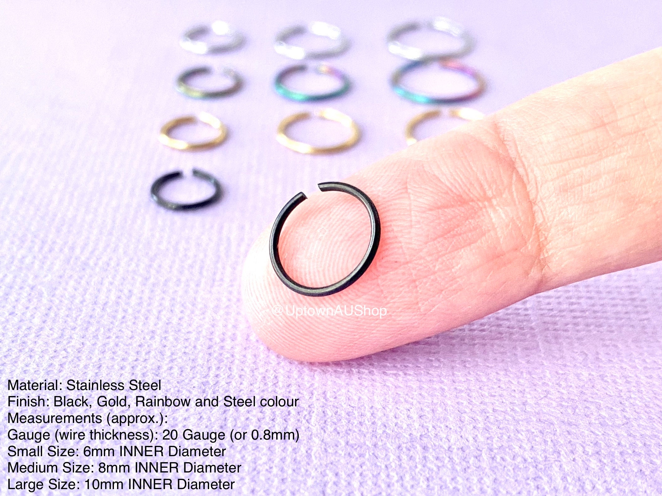 Stainless Steel Hoop Nose Septum Helix Cartilage Rook Conch Daith ...