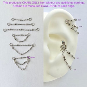 Stainless Steel Chain for Piercing, Cartilage Helix Conch Lobe Nose Orbital Double Triple Earring Chain Jacket Hoop Linkers Dangle Draping