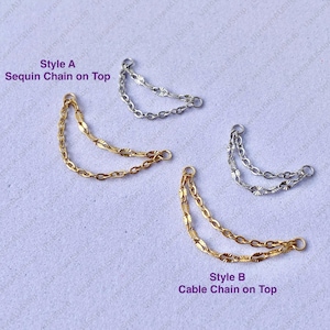 Double Chain Charm Attachment, Earring Chain Charm, Piercing Chain, Earring Chain, Dangle Draping Minimalist Dainty Cute Stainless Steel