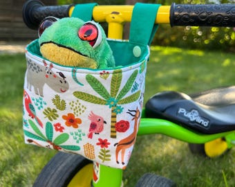 Handlebar bag with safari animals, balance bike bag for children, bag for Puky, storage container for balance bike, Pukylino, Pukywutsch