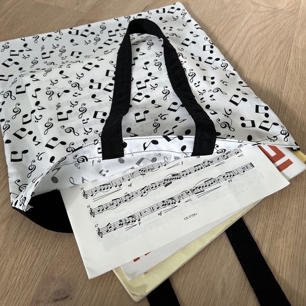 Stoffbeutel mit Noten-Muster, Tasche für Noten oder Ähnliches, Geschenk für Musiker