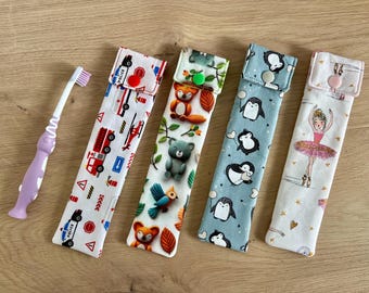 Zahnbürstenetui für Kinder, Tasche aus Stoff für Zahnbürste in verschiedenen Designs