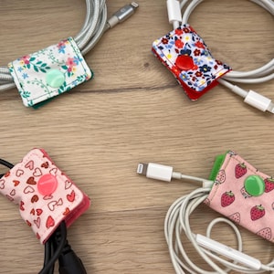Cable organizer, cable holder, fabric cable ties for various cables, chargers, headphones