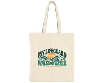 My Lifeguard Walks On Water Tote Bag | Christian Faith, Beach Waves Design