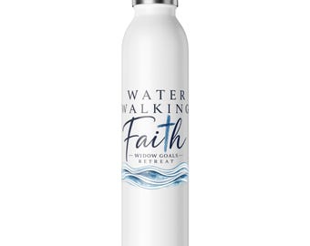 Water Walking Faith Slim Water Bottle | Inspirational Scripture Design