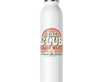 Widow The Club Nobody Wanted Slim Water Bottle | Retro Rainbow Badge