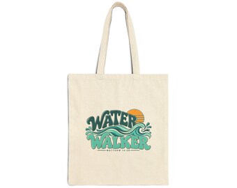Water Walker tote bag | beach wave sunset graphic cotton canvas