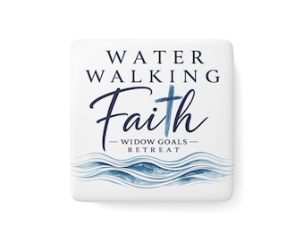 Water Walking Faith Porcelain Magnet | Square Religious Inspirational