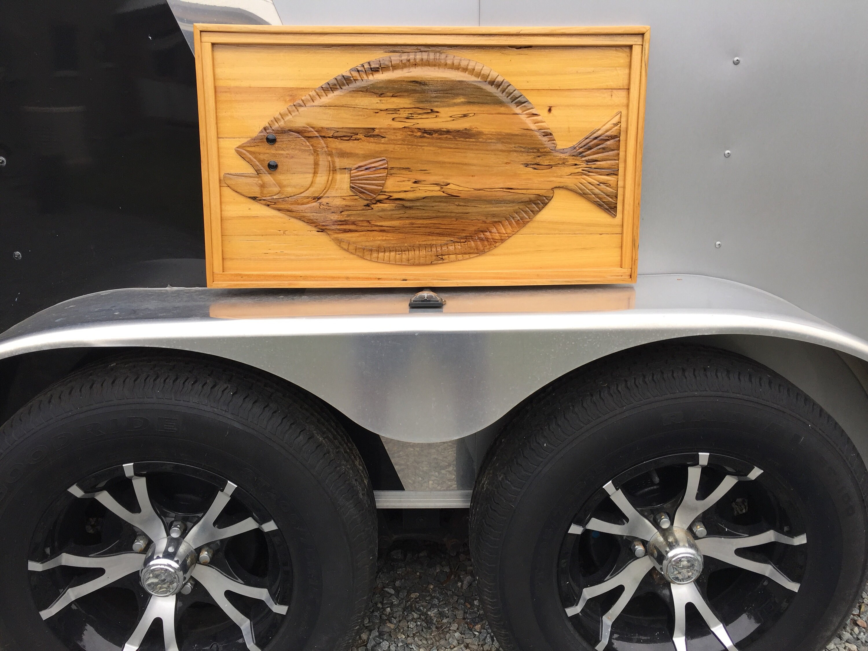 26”x 14” Flounder Fish in Magnolia Wood on Solid Cypress Wood ...