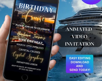 Video Cruise Invitation Template Birthday Cruise for her Animated Invitation MSC Cruise Itinerary Template Birthday Party Invite symphony132