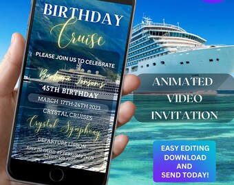 Video Cruise Invitation Template Birthday Cruise for her Animated Invitation MSC Cruise Itinerary Template Birthday Party Invite symphony 24