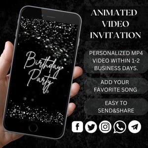 Editable Birthday Party Invitation Template Digital Birthday Invitation Animated Invitation Birthday card birthday party invite template 125