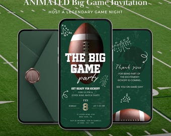 Animated Big Game Invitation | Football Party Digital Invite | Watch Party Canva Template | Editable Video Invitation