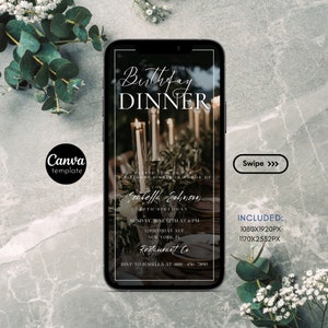 Birthday Dinner invitation Digital Birthday Party Invite Editable Template Instant Download text evite mobile phone invitation dinner party
