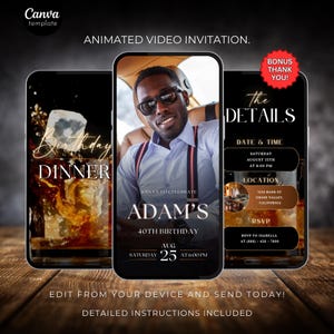Digital Men&#39;s Surprise Birthday Party Invite - Whiskey Theme Invitation, Personalized for Any Age 30th 40th 50th 60th, Instant Download 727