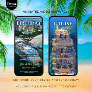 Video Cruise Invitation Template Birthday Cruise for her Animated Invitation Royal Caribbean Cruise Itinerary Template Birthday Party Invite