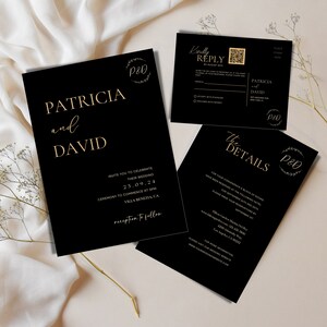 Wedding Invitation with QR Code Modern Invite Minimal Wedding Invite Simple Editable Template Wedding Invitation set Photo Wedding Suite 296