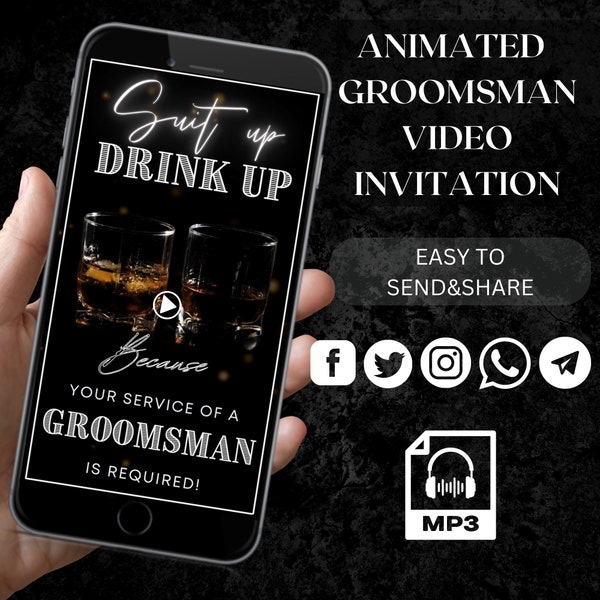Best Man Proposal Video Card Groomsman Proposal Video invite digital animated invitation Will you be my Groomsmen card wedding