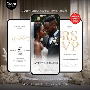 Animated Wedding Invitation, DIY Template Design, Wedding Video Invitation, Wedding RSVP Invite, Premade Digital Wedding Electronic Invite