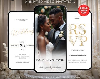 Animated Wedding Invitation, DIY Template Design, Wedding Video Invitation, Wedding RSVP Invite, Premade Digital Wedding Electronic Invite